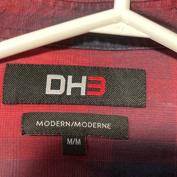 DH3 modern black and red snap up long sleeve shirt - Picture 3 of 4